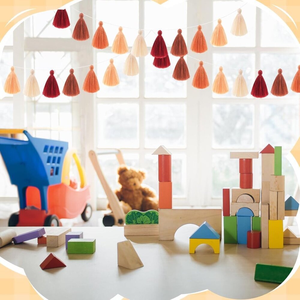 4 Pieces Tassel Garland for Classroom Boho Pastel Garland Tassel Banners Decorat - Picture 7 of 7